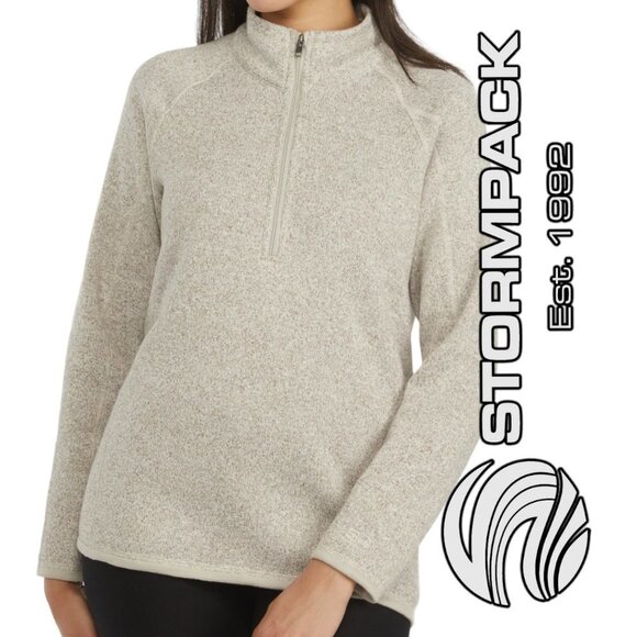 Stormpack | Ladies' Sweater Fleece Quarter Zip Pullover | Beige - Picture 1 of 4